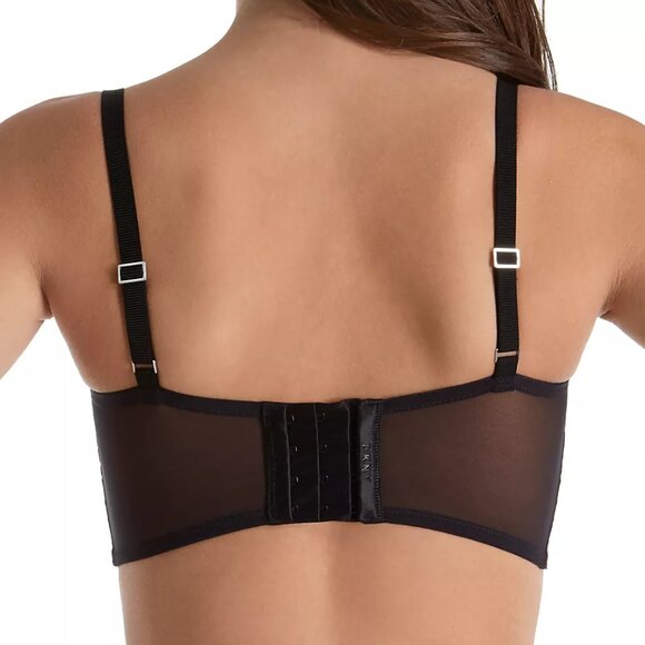 DKNY Classic Lace Unlined Longline Bra Black - 34B - New - Picture 2 of 3